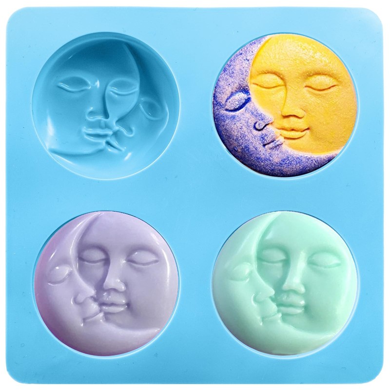 Hedume 3 Pack Sun & Moon Silicone Soap Molds, 4 Cavity & Face Purple gallery
