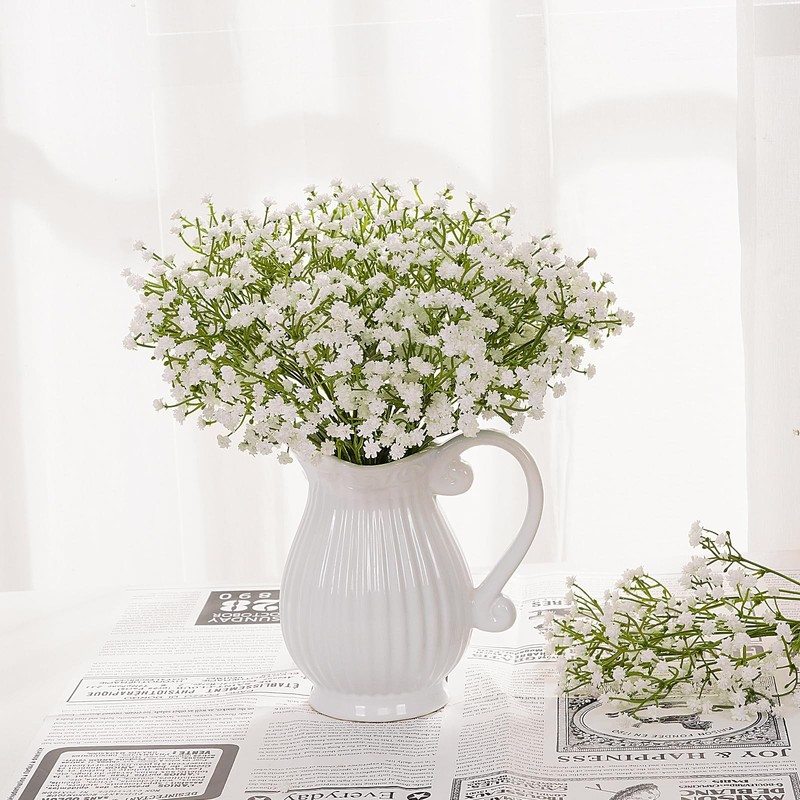 Dolicer 30 Pcs Artificial Baby Breath Flowers, White Long Stem Gypsophila gallery
