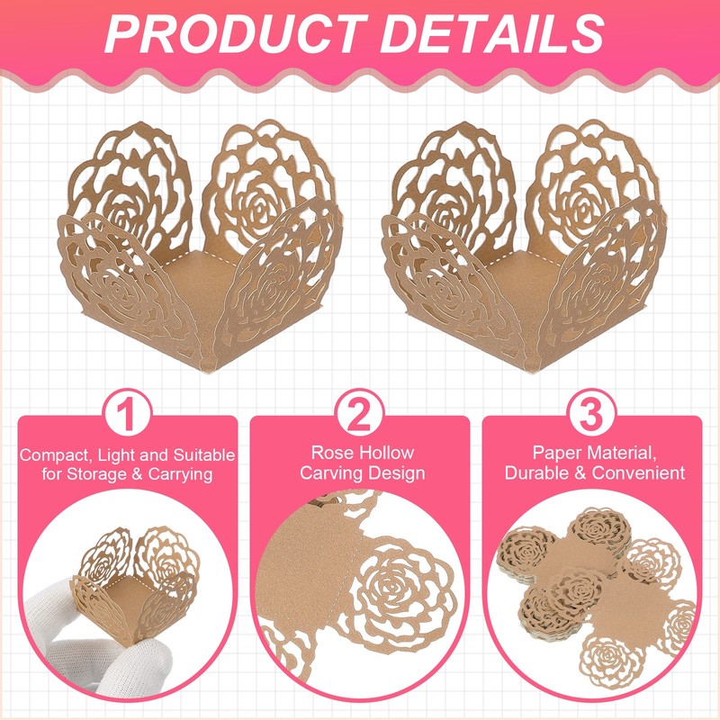 25 PCS Truffle Wrapper 4 Inch Square Cupcake Liner Baking Paper Wood gallery
