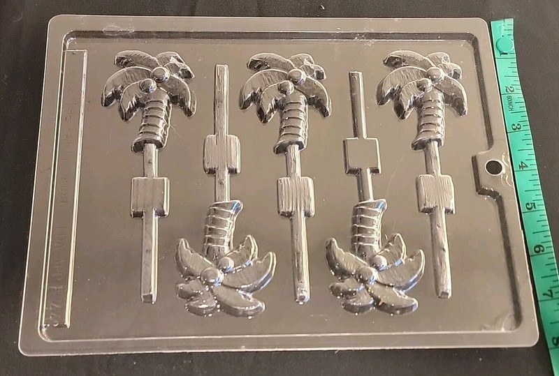 Palm Tree Coconuts Tropical Hawaiian Flower Chocolate Candy Lollipop Mold