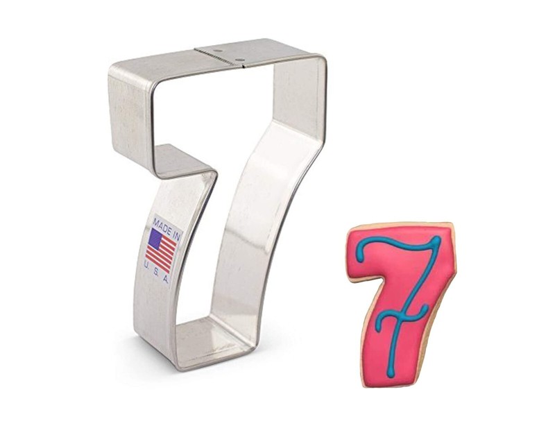 Number Seven Metal Cookie Cutter, #7, Ann Clark 3.25 Inches, Tin Plated Steel