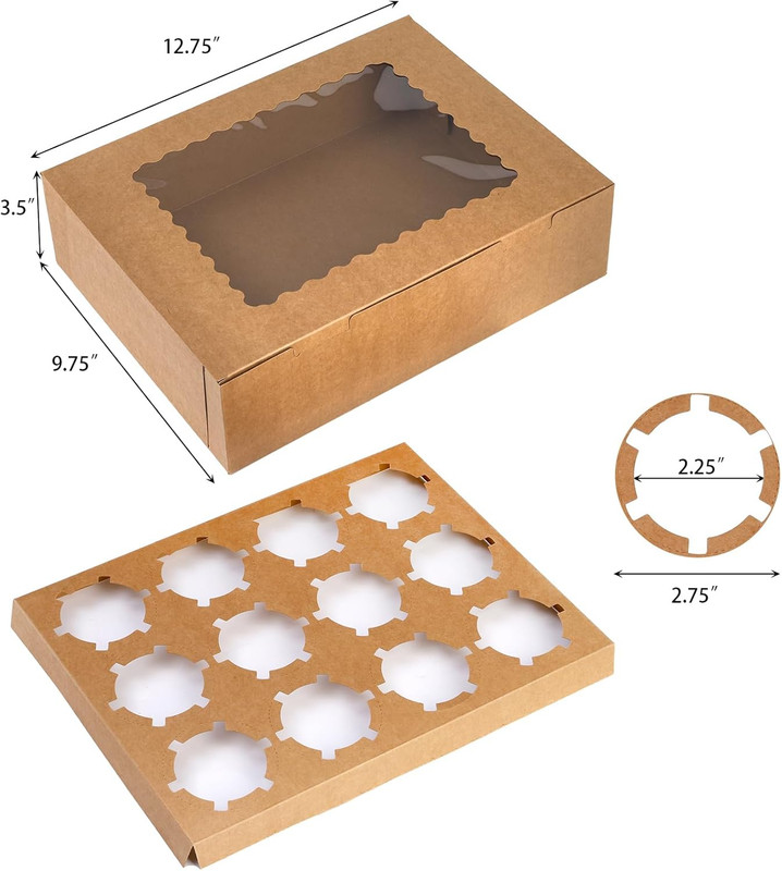 20 Pack Cupcake Boxes 12 Counts Dozen Cupcake Containers with Window & Insert gallery