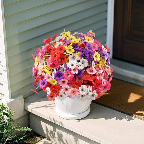 JEMONG Artificial Outdoor Flowers 30 Bundles UV Resistant 30Bundles Mix Colors gallery