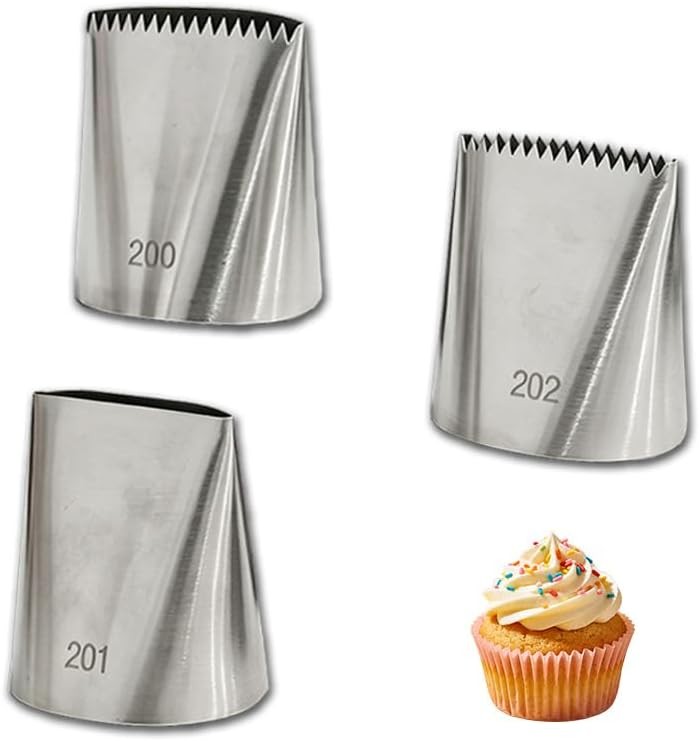 3 Pcs Frosting Piping Tips Set, Stainless Steel Baking Nozzles for Cake Cookie