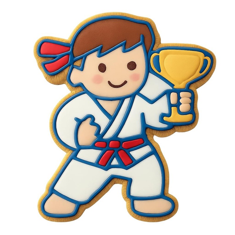 Karate Boy with Trophy Cookie Cutter & Stamp, Fondant & Clay - 4x3.1 gallery