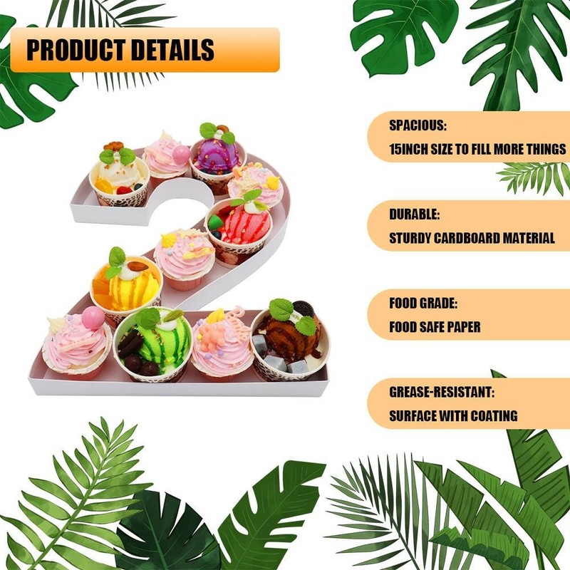 15 inch Cardboard Number 2 Shape Box Fillable Food Charcuterie Board Tray gallery