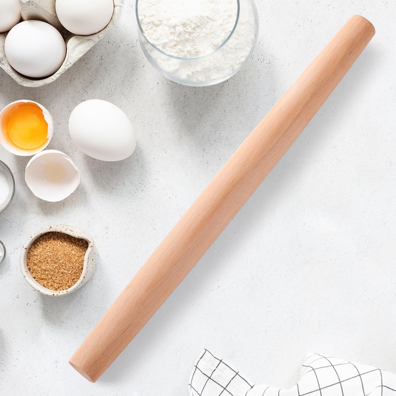 18.92 Inch Wooden French Rolling Pin Tapered Dough Roller Pastry Pie Crust