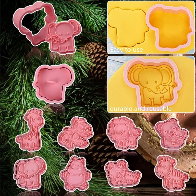 Animal Cookie Cutters With Plunger Stamps Set,8 Piece 3D Animal Embossing gallery