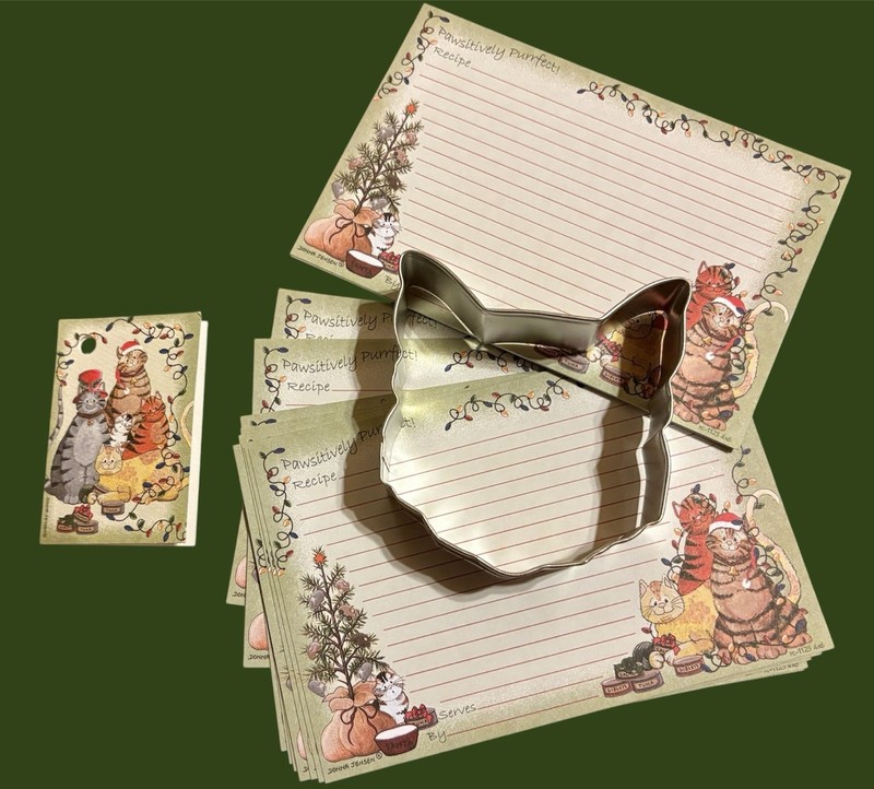 Christmas Cats Recipe Cards/cookie Cutter Gift Set