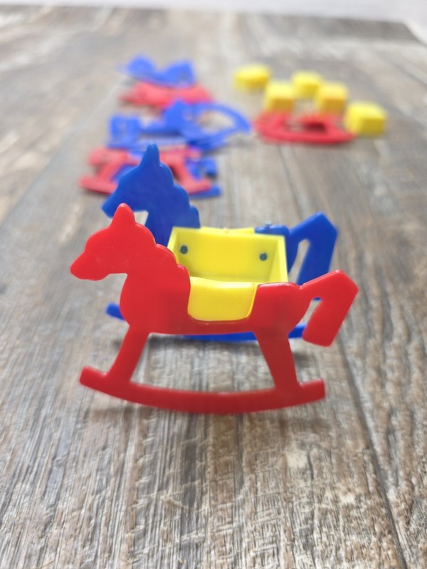 6 Rocking Horse Cake Toppers or Party Favors 1970s Wilton Snap Together gallery