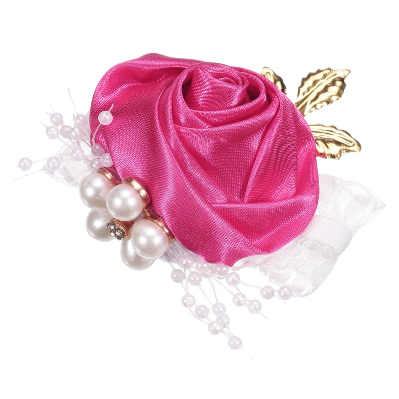 Wrist Corsage Artificial Flower Bracelets Rose Decorative 7x7cm Rose Red