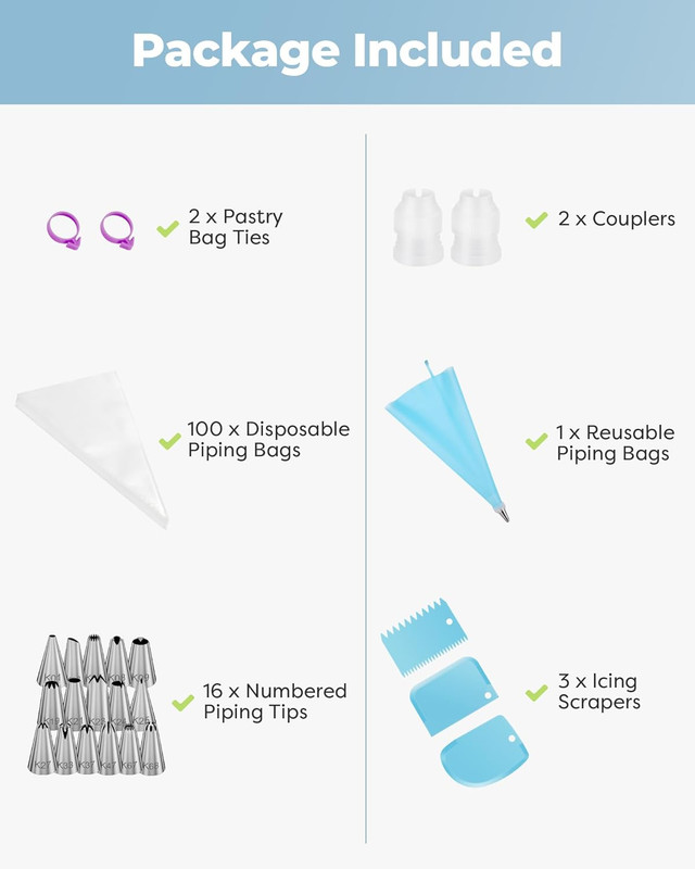 124Pcs Icing Piping Bags and Tips Set, Cake Decorating Kit with 100 anti Burst P gallery