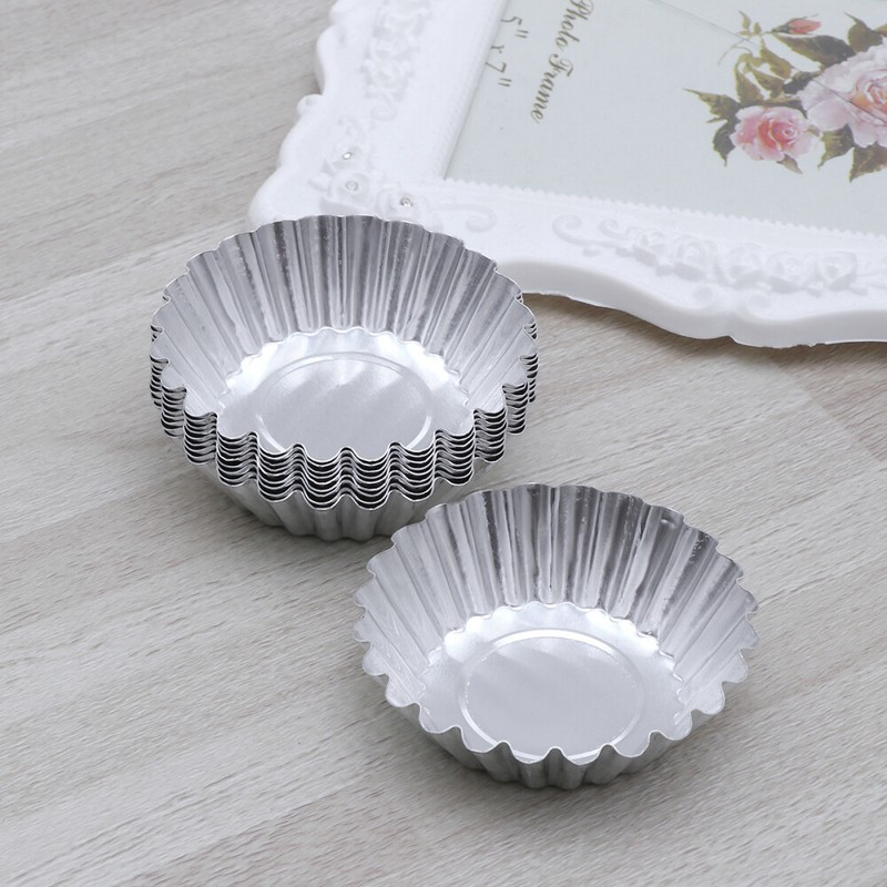 10pcs Ripple Alloy Egg Tart Mold Flower Shape Cupcake and Muffin Baking Cup gallery