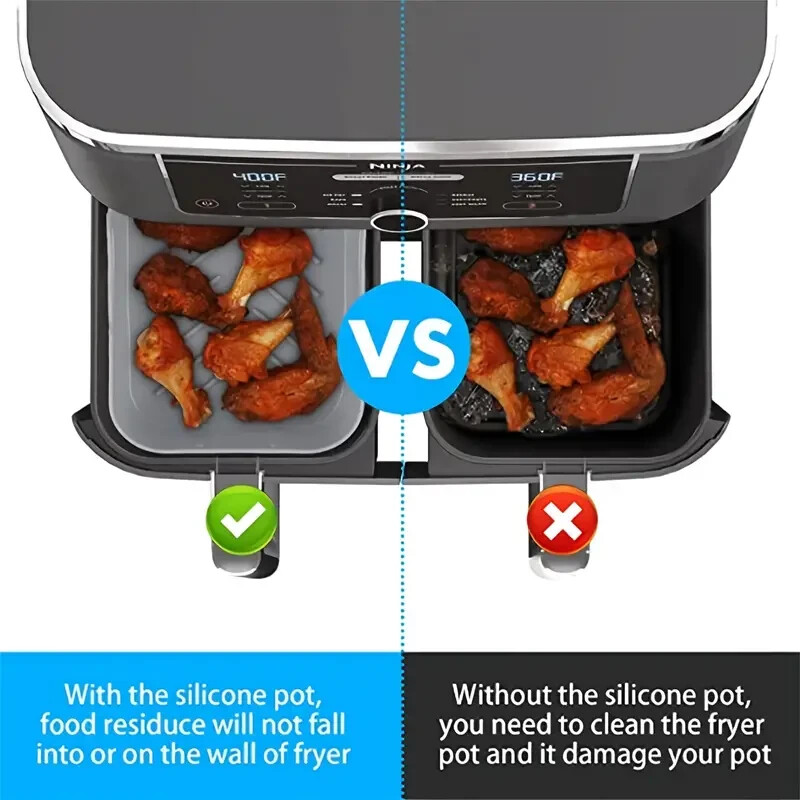 20cm X 12cm Silicone Air Fryer Liner Replacement Baking Tray Basket , Non-stick gallery