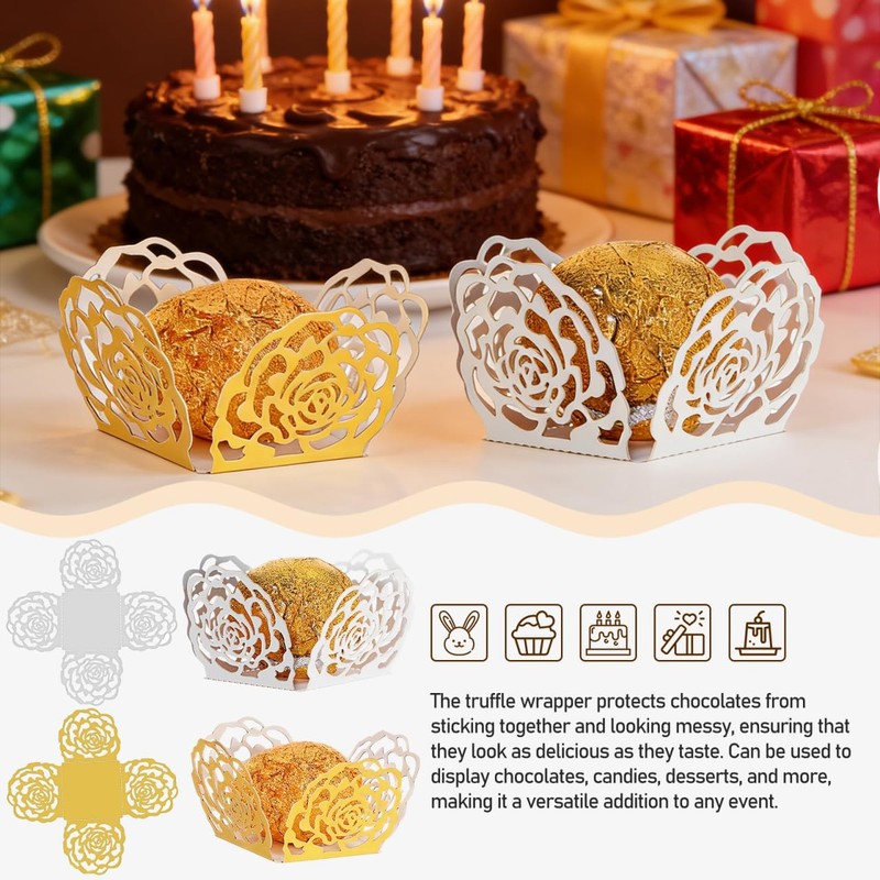 100 PCS Truffle Wrapper Liners Paper Mini Cupcake Chocolate Candy Tray gallery