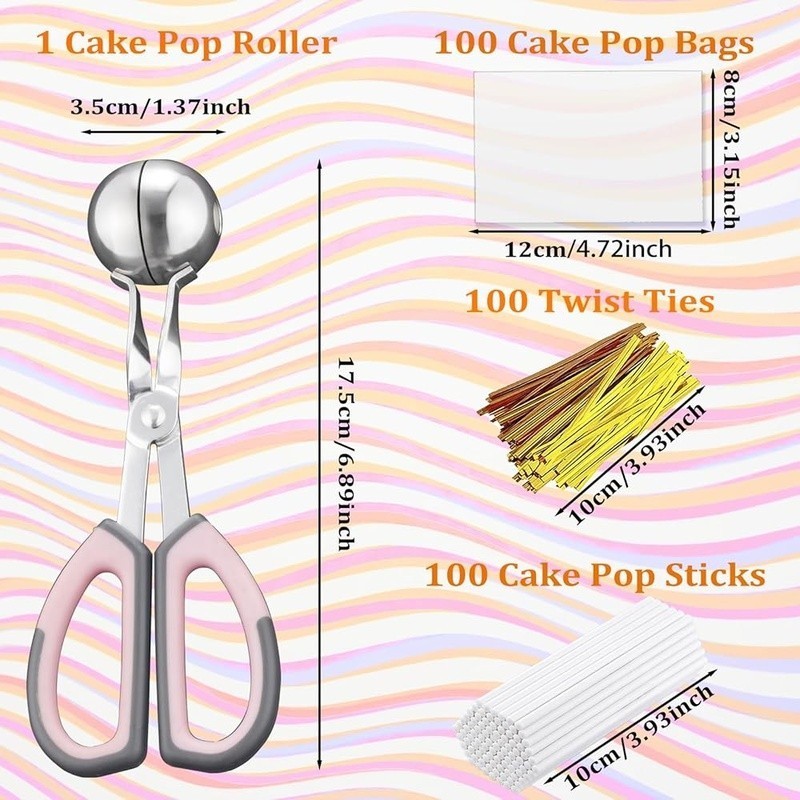 Complete Cake Pop Kit 100 Sticks Wrappers Twist Ties & Mold DIY Treats New gallery