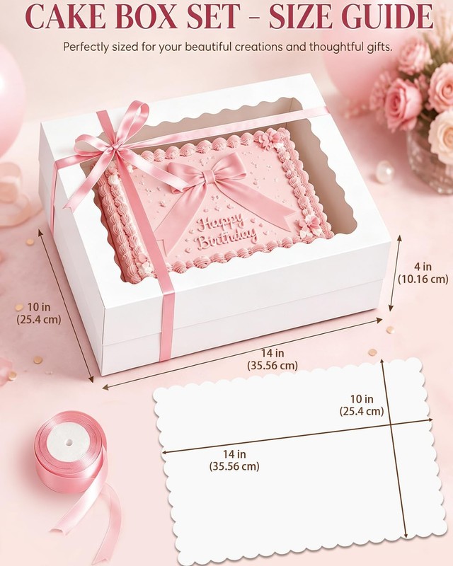 qiqee White Sheet Cake Box 6 Sets 14x10x4 gallery