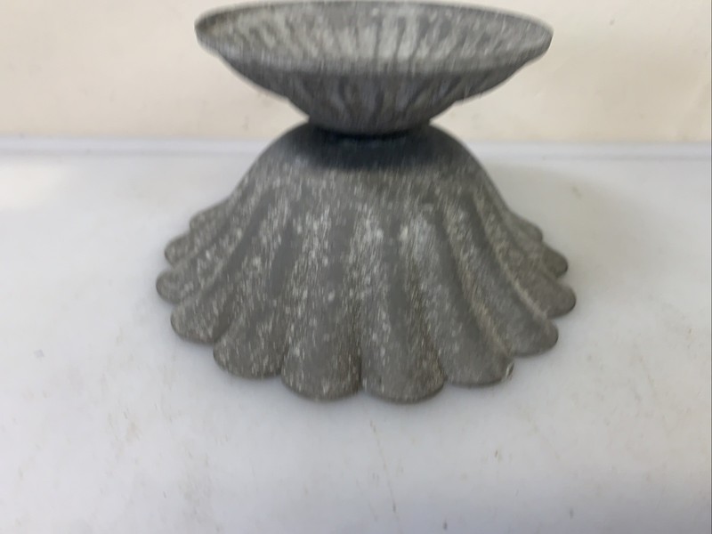 5” Galvanized Metal Compote Rustic Farmhouse Pedestal Candle Holder gallery