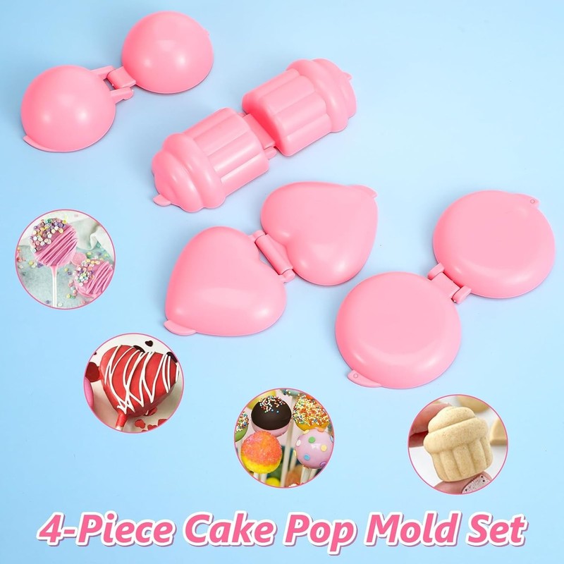 4Pcs Cake Pop Mold Shapes Press Set 4 Shapes 3D Printed Sphere Heart round Cupca gallery