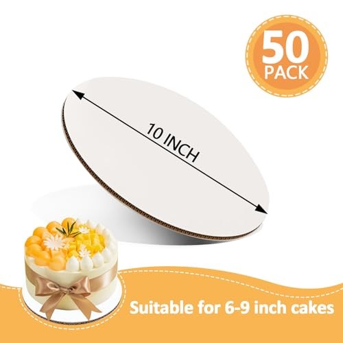 MAXTBEE 10 Inch Round Cake Boards, Thin and Sturdy 50 Pack 2mm Thick 10 Inch gallery