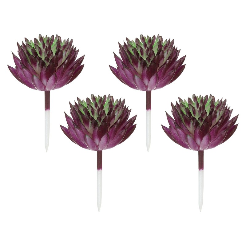 4Pcs Mini Artificial Succulents Faux Succulent Picks Fake Succulent Dark Purple