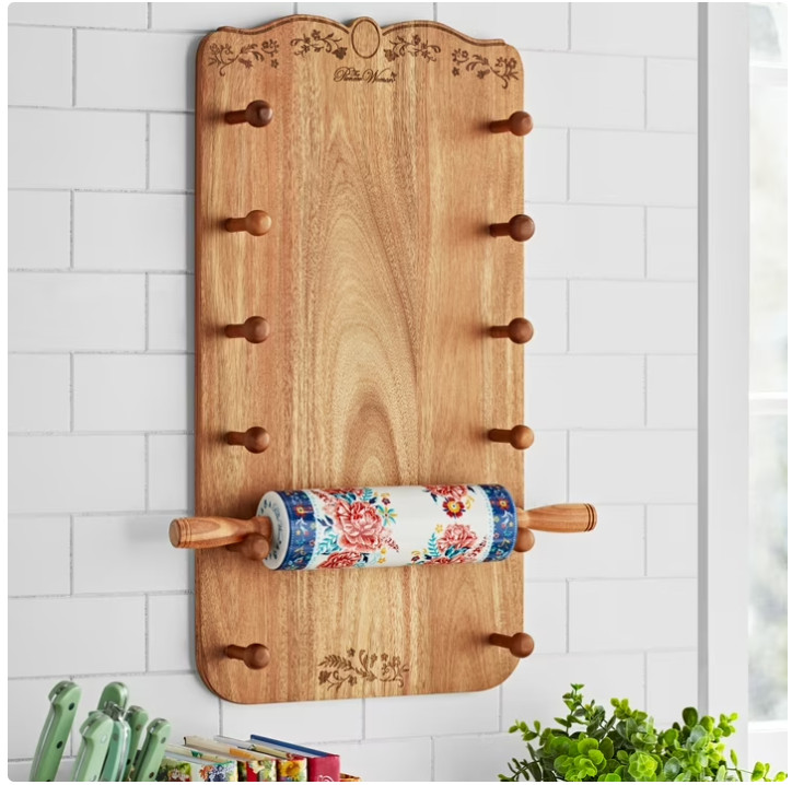 The Pioneer Woman Keepsake Floral Ceramic Rolling Pin with Wood Holder gallery