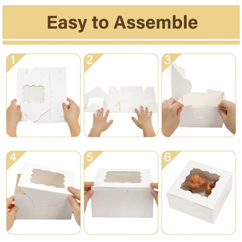4x4x2.5 Cookie Boxes with Window, White Bakery Boxes Clear Window, 4" Mini Tr... gallery