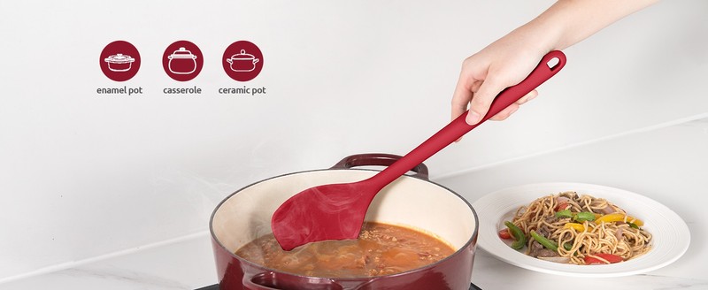 600ºF Heat Resistant Wok Spatula: 13.76" Long, 3.63" Wide Silicone gallery