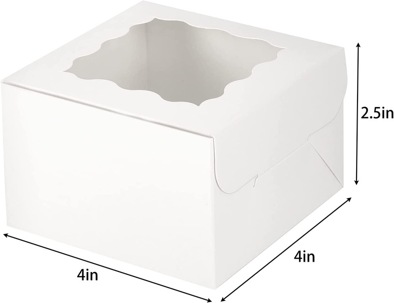 50Pcs 4X4X2.5 Inches White Bakery Boxes with Window, Cookie Boxes, Mini Cake Box gallery