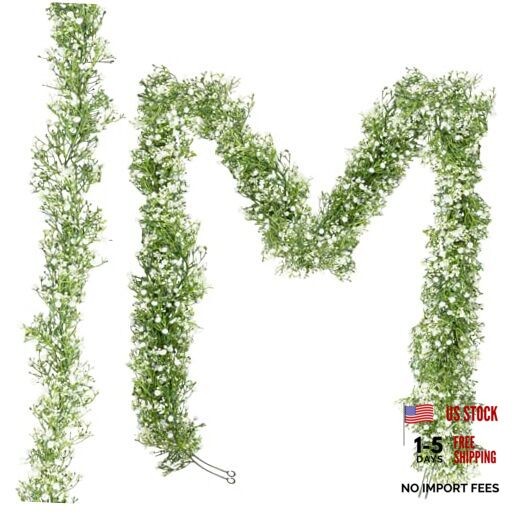 Artificial Flower,5.9 FT-2 Pcs Real Touch Faux Hanging Baby Breath