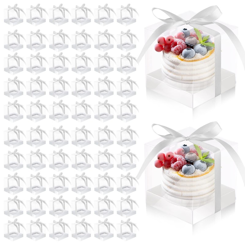 100 Pcs Clear Plastic Individual Cupcake Boxes 3.5″ Single Cupcake Containers…