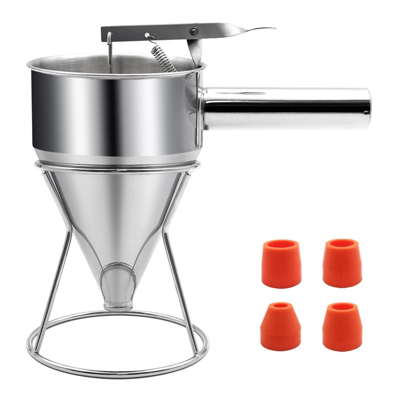40oz Pancake Batter Dispenser, Stainless Steel Funnel Cake Dispenser with Sta...