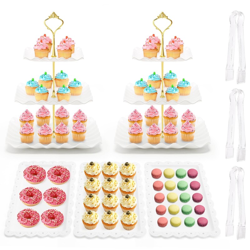8 Pieces Cupcake Stand Set, 2 PCS 3 Tier Cupcake Stands with 3 PCS Appetizer …