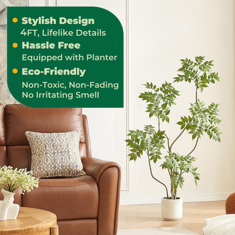 Florafairy 4Ft Artificial Sumac Tree In White Pot Real Touch Silk Faux Plant gallery