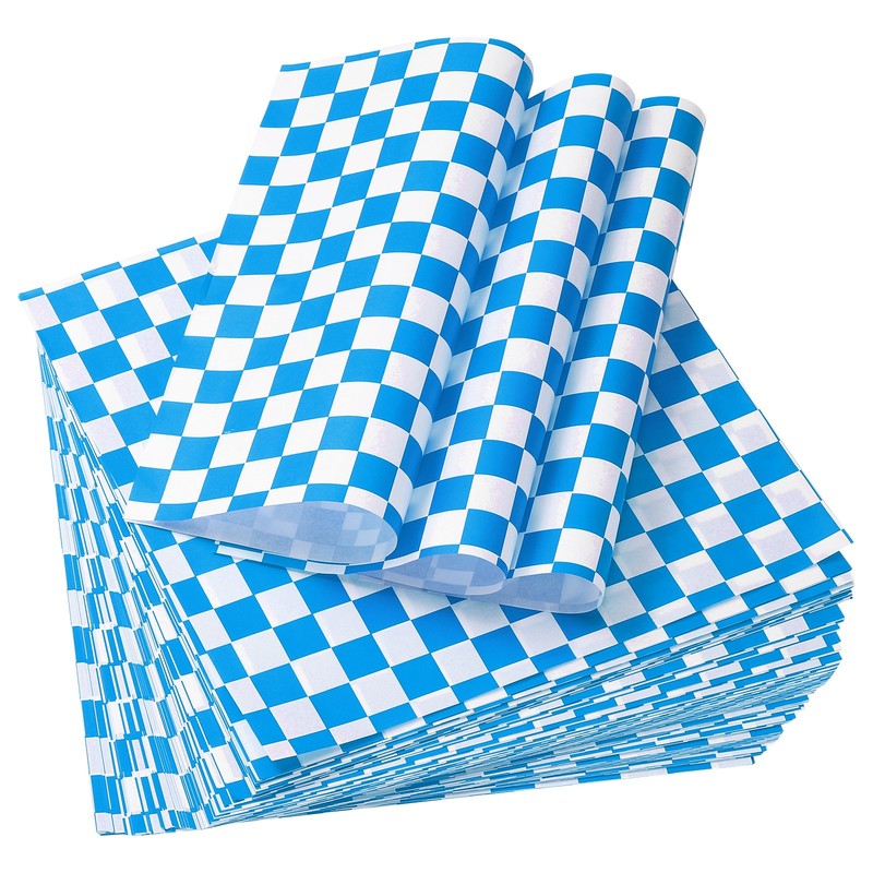 200Pcs Wax Paper Sheets for Food 7 x 7 Inch Wrapping Paper Sheets Blue