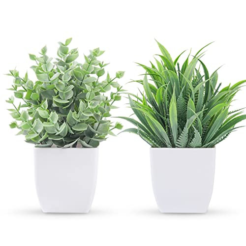 2 Pack Small Fake Plants Mini Artificial Potted Plants for Table Desk Home gallery