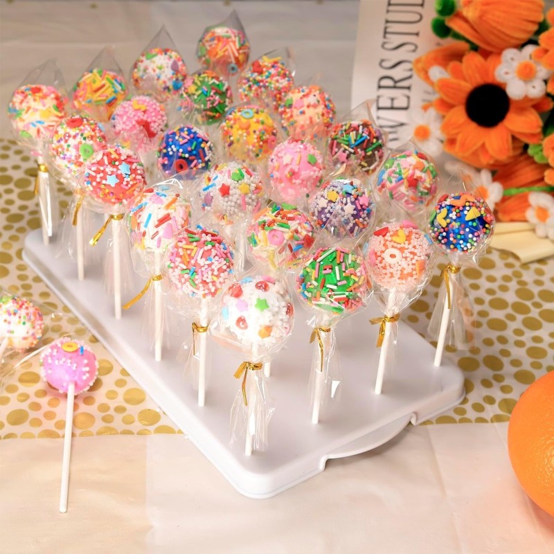Cake Pop Stand Kit, 24 Holes Lollipop Display Holder with 100 Pcs Cake Pop St... gallery
