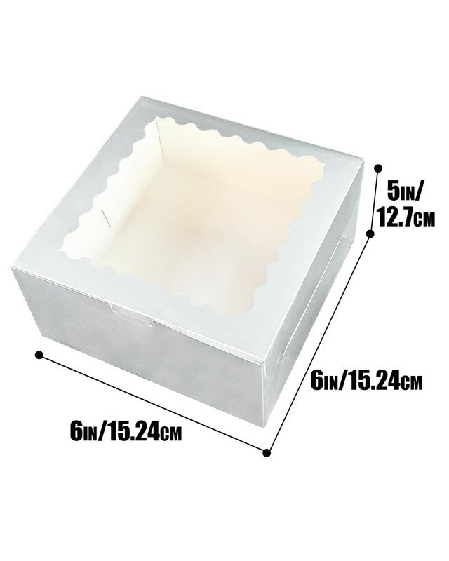 36pcs 6x6x5 Inches Cake Boxes with Window 18-Packs Silver Cake Boxes 6 Inch B... gallery