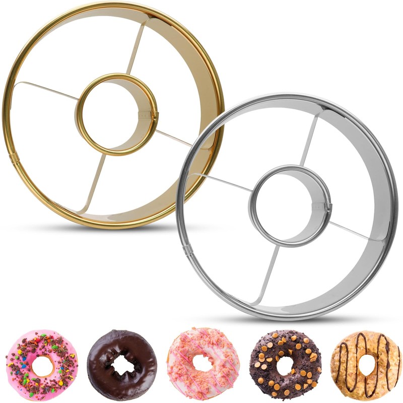 Juego de cortadores de donas de acero inoxidable para hornear, 3,86 pulgadas