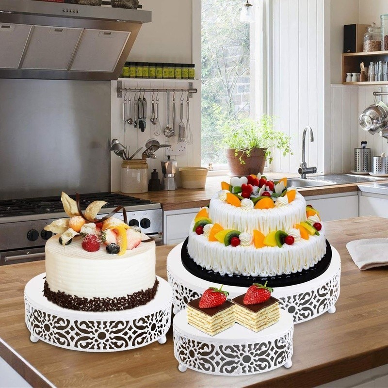 Metal Cake Stand Set of 3 Round Food Safe Display Easy Clean Elegant Design New gallery