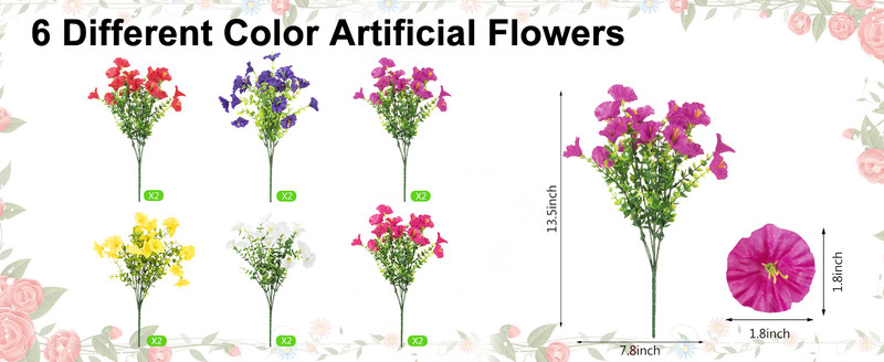 12 Bundles Artificial Flowers for Outdoors Decorat, Faux Silk gallery