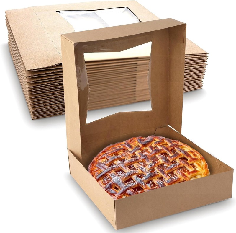 MT Products Brown Pie Boxes, 10″ x 10″ x 2.5″ Bakery Boxes – Pack of 15