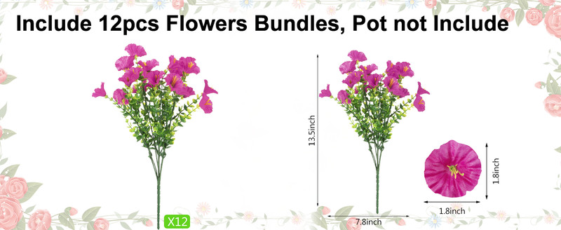 12 Bundles Artificial Flowers for Outdoors Decorat, Faux Silk gallery
