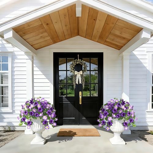 Artificial Flowers for Outdoors, 2PCS Artificial Petunias 2 Pack Mied Purple gallery