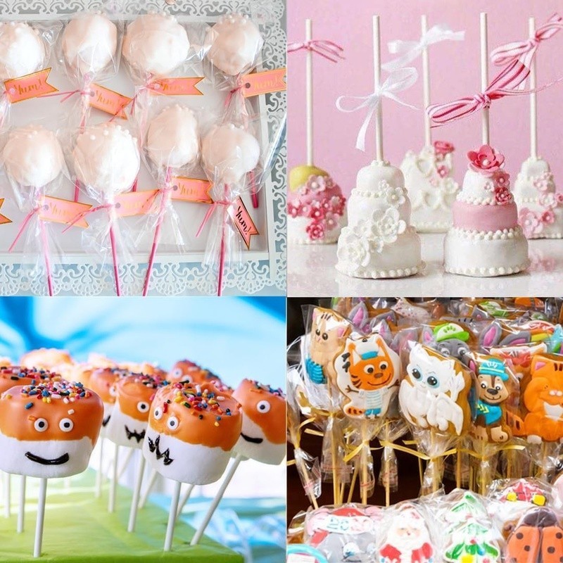 Cake Pop Supplies 360 Pack Sticks Bags Twist Ties Candy Making Packaging New gallery