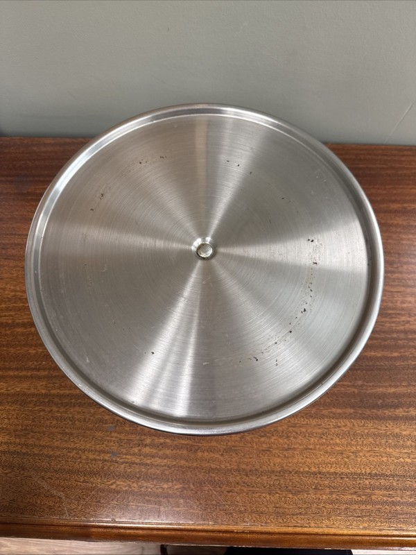 Vintage 12.5" Diameter Aluminum Pedestal Cake Display Stand Footed 7" Tall gallery