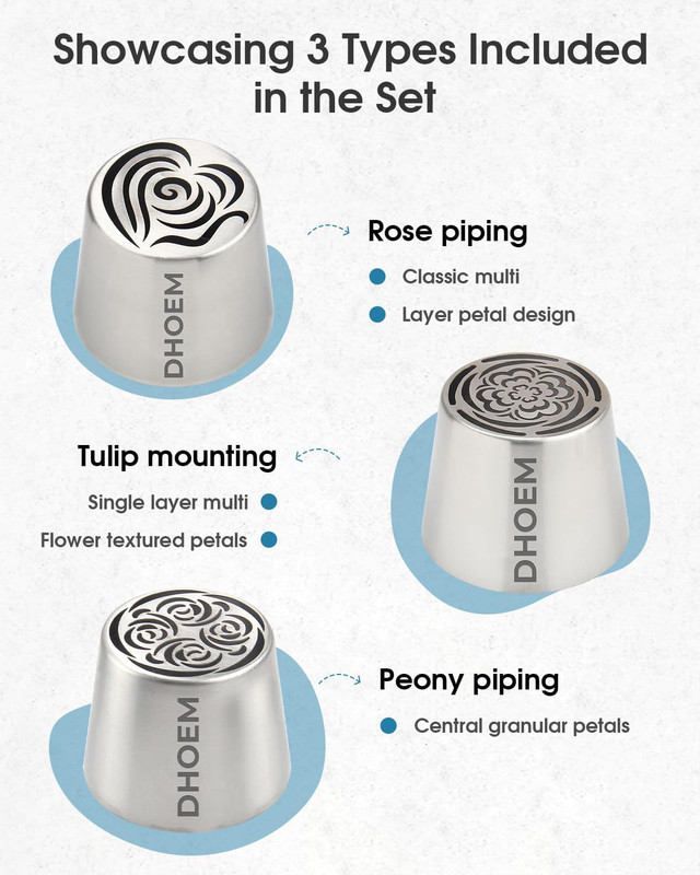 60Pcs Extra Large Russian Piping Tips Set,10 Flower Nozzles Baking, Stainless St gallery