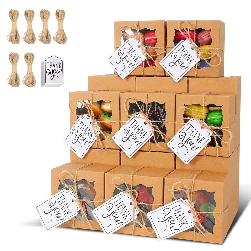 Brown Bakery Boxes with Window 60 Pack for Cupcakes Cookies & Pastries