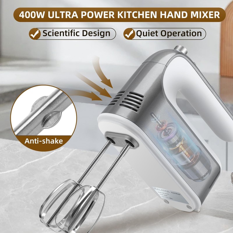 -400W Hand Mixer with Turbo Boost - 5-Speed, -Touch Release, Copper Motor - 5... gallery