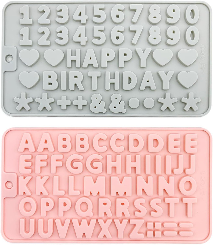 2PCS Reusable Silicone Letter & Number Molds | Non-Stick Baking Tools for Chocol
